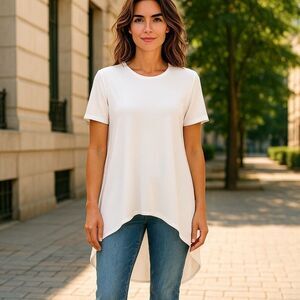 BCBG MAXAZRIA Hi Lo Hem Sheer Short Sleeve Top Size XS